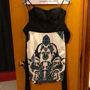 Printed color block dress